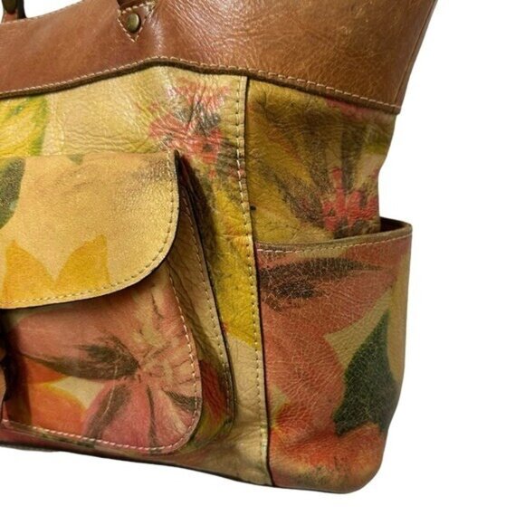 Patricia Nash Bolsena Tote Bag Purse Handbag Leather Floral Print Autographed - Picture 10 of 14